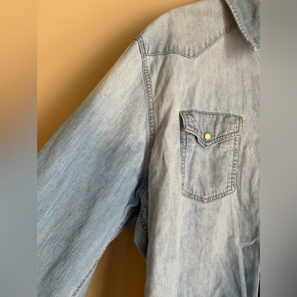 Lands end + blake Shelton snap pearl button button up jean denim shirt size xl - Picture 2 of 8